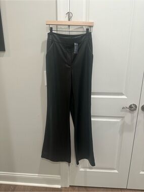 Express Black Faux Leather Boot Cut and Flare Ponte Trousers